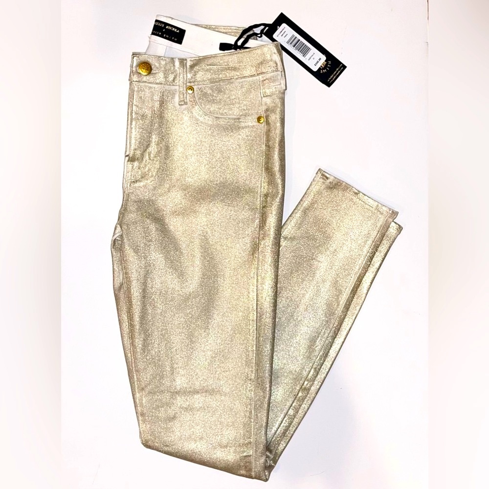 NWT Limited Edition Badgley Mischka X Parker Smith - Gold Mid-Rise Skinny Jeans